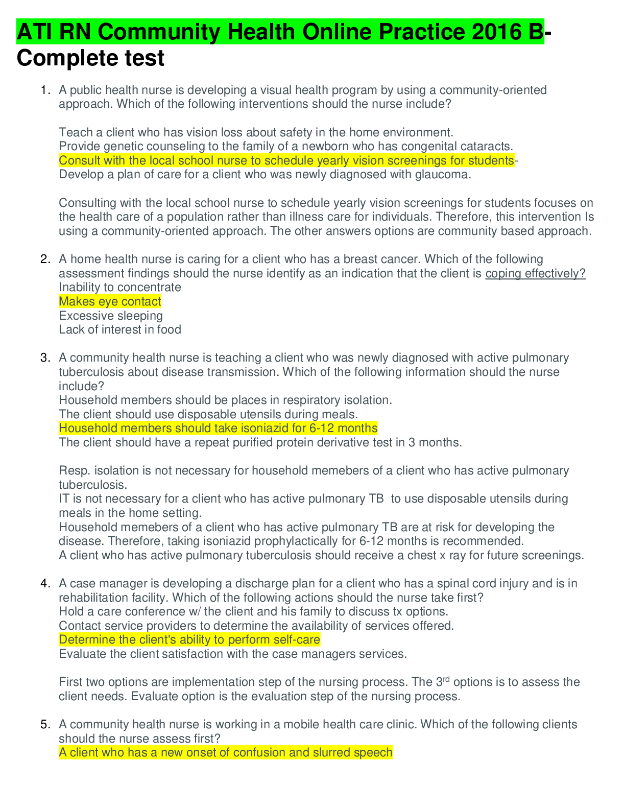 Preview of ATI RN Community Health Online Practice 2016 B-Complete test.pdf